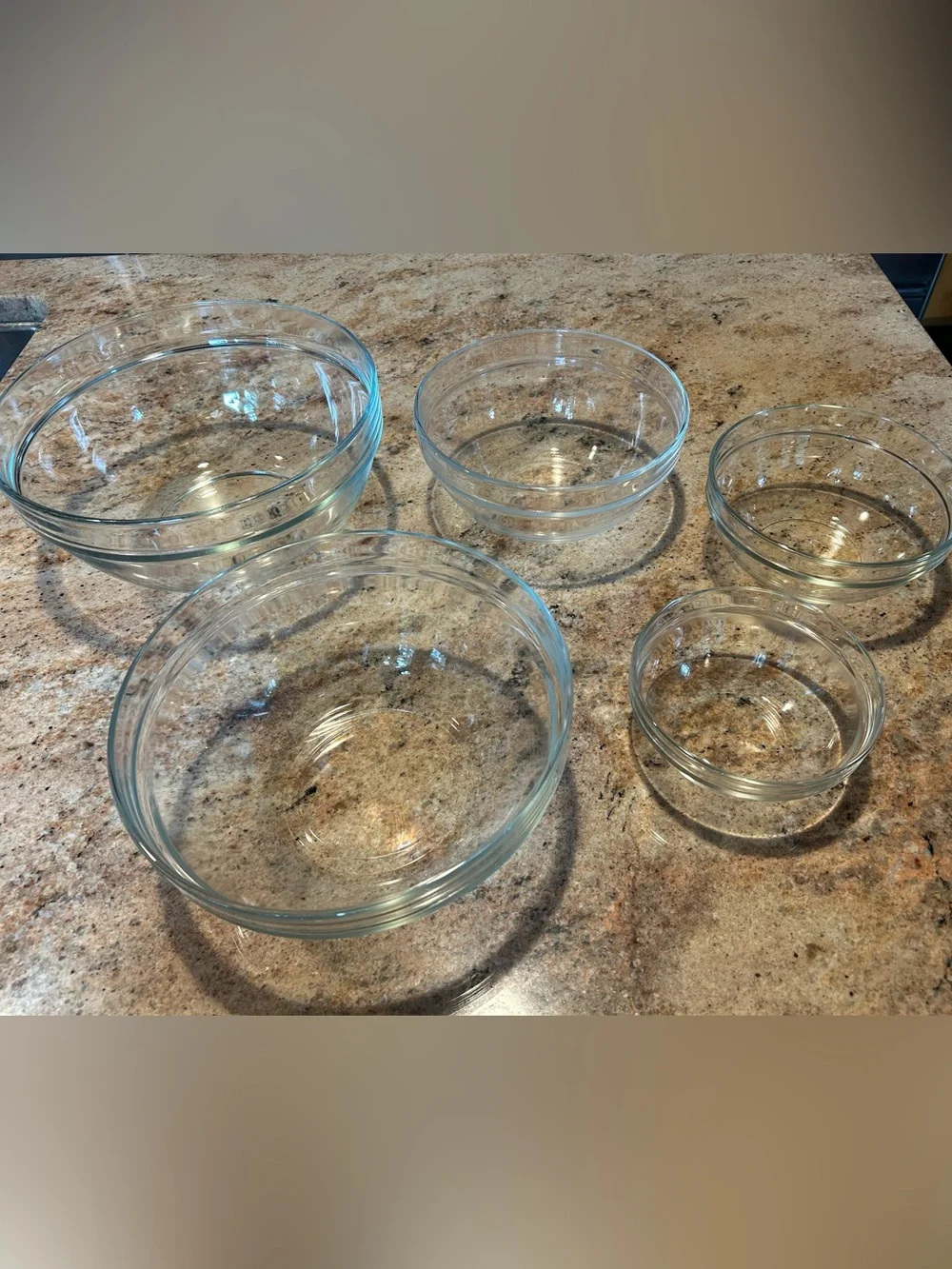 Arcoroc France Clear Glass Mixing Nesting Bowls Set of (5) 5.5”/6.5”/8”/9”/10”